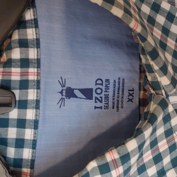 IZOD Button Down Long Sleeve Shirt, Blue/Green & Red, XXL - Picture 2 of 5